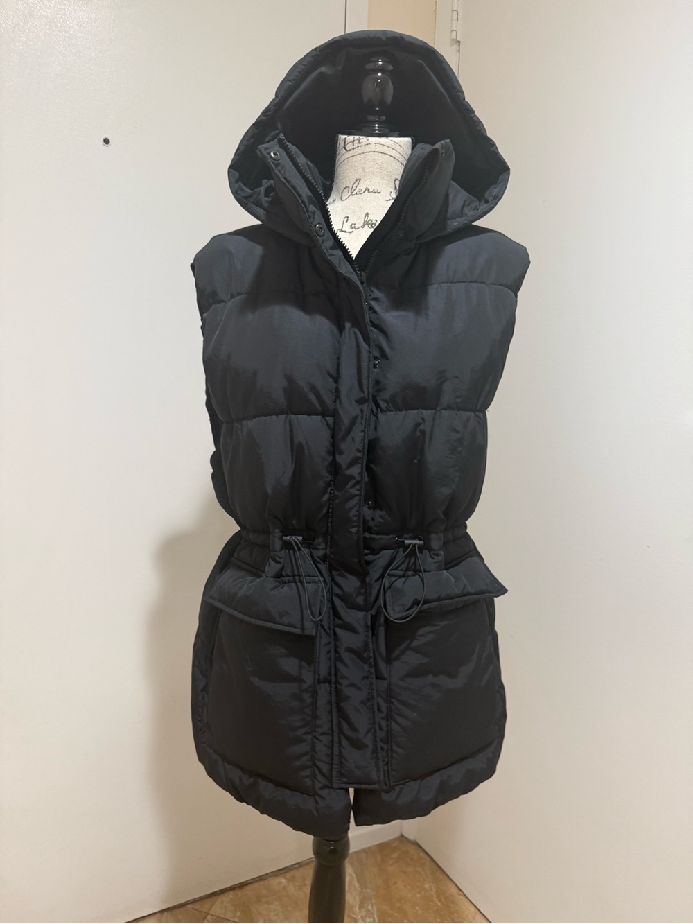 H&M M Women's Black Puffer Vest with Hood